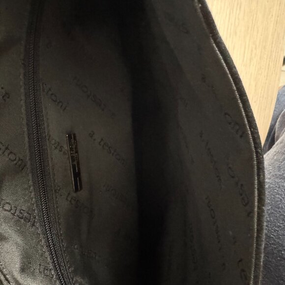 A. Testoni Suede And Patent Leather Black Shoulder Bag - Picture 3 of 15